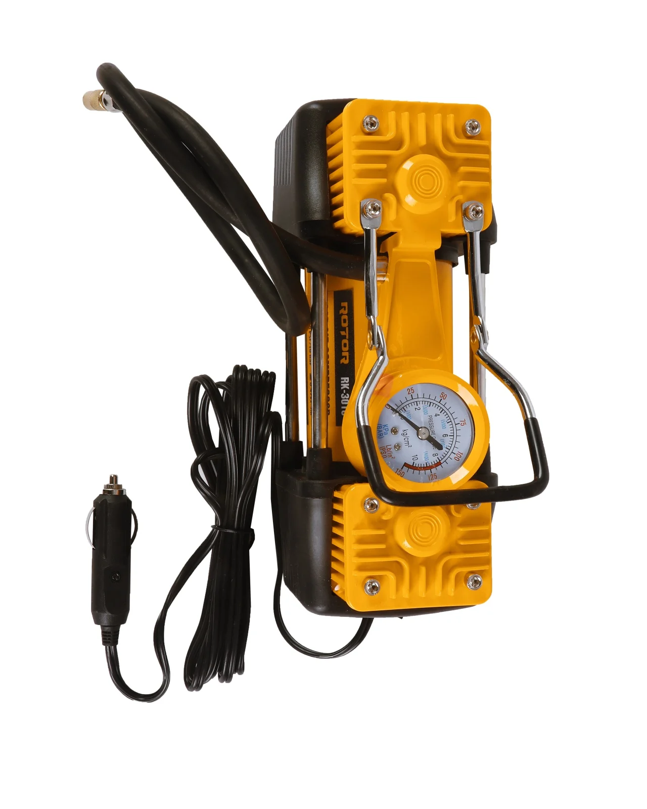Compresor Auto Bicilindric ROTOR RK-3010, 12V, 330W, 150 PSI, 70 L/min, Bobinaj Cupru [3]
