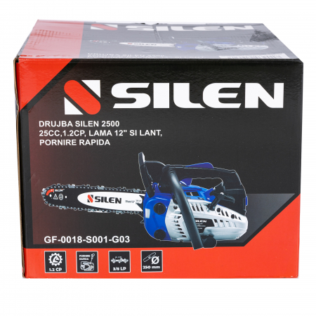 Drujba pentru constructii Silen, 2T, 25CC, 1.2CP, 11000 RPM,lama 30 cm, lant, pornire rapida [1]