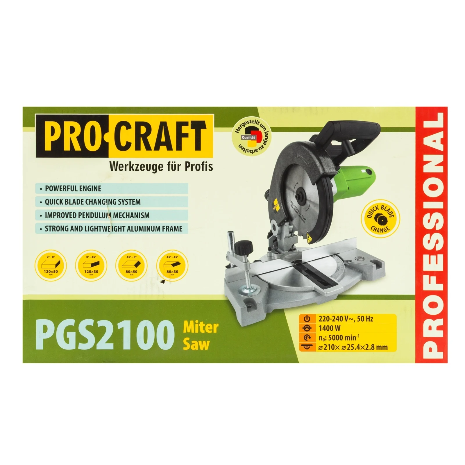 Fierastrau Circular Stationar ProCraft PGS2100, 1400W, 5000 RPM, panza 210 mm, taiere la unghi 0°-45° [10]