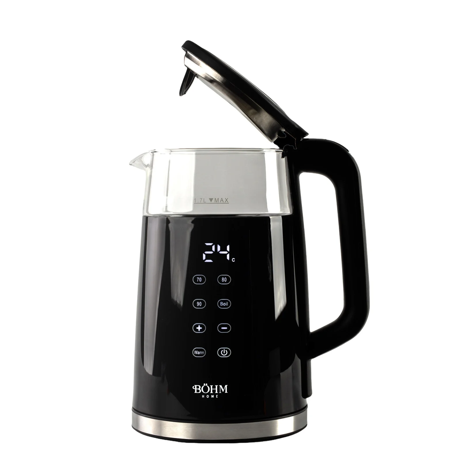 Fierbator Electric BOHM BHB8717D, 2200W, 1.7 L, Control Digital Temperatura, Sticla Borosilicata [3]