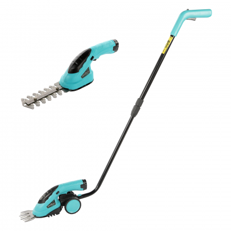 Foarfeci electrice cu acumulatori - Foarfeca cu acumulator gazon si gard viu, maner telescopic, detasabil, 3.6V, DeToolz DZ-SE126
