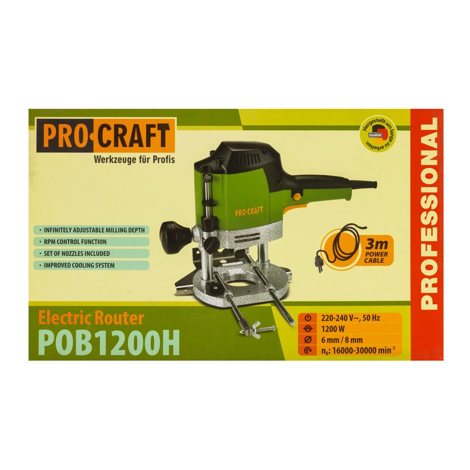 Freza Lemn PROCRAFT POB1200H, 1200W, Viteza Variabila 16000-30000 RPM [2]