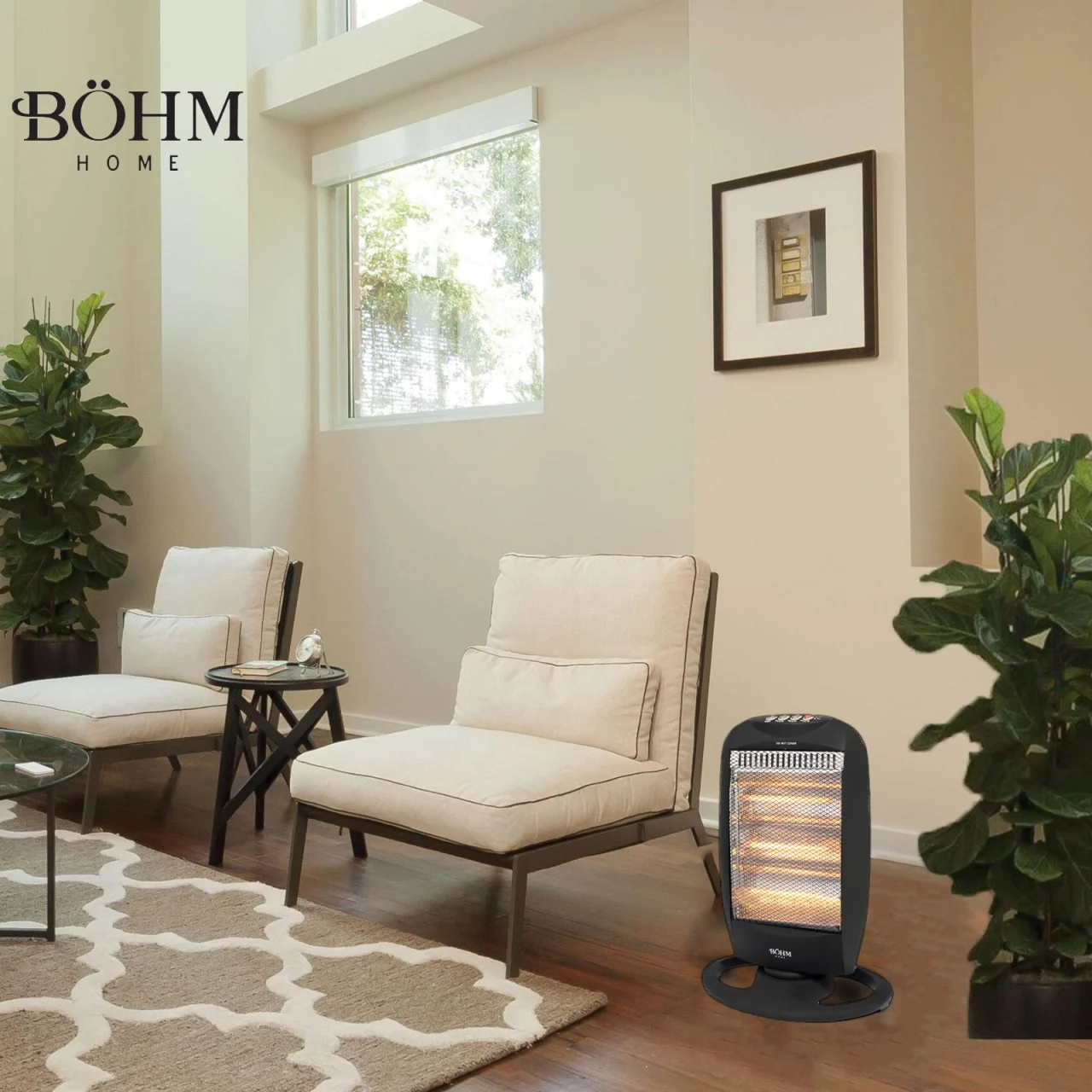 Incalzitor electric cu halogen BOHM BHH05, 1200W, 3 trepte, Oscilatie 75°, 20-25 m² [3]