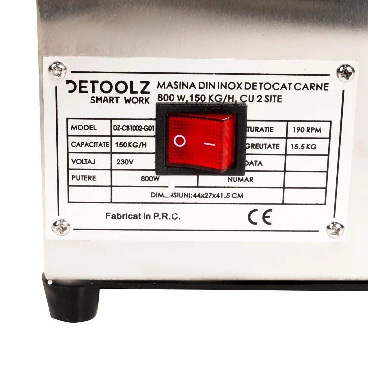 Masina de tocat carne Detoolz 800W, 150 kg/h, Inox, cu 2 site [2]