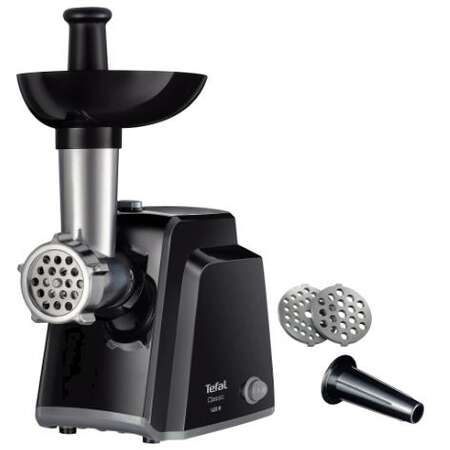 Masini tocat carne electrice - Masina de tocat carne Tefal NE105838, 1400W, 1.7 kg/min, Reverse, 2 Site, accesoriu carnati, Negru