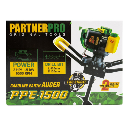 Motoburghiu PartnerPro PPE1500, 52cc, 1,5 kW, 2 CP. Burghiu Ø150 x 800 mm inclus [2]