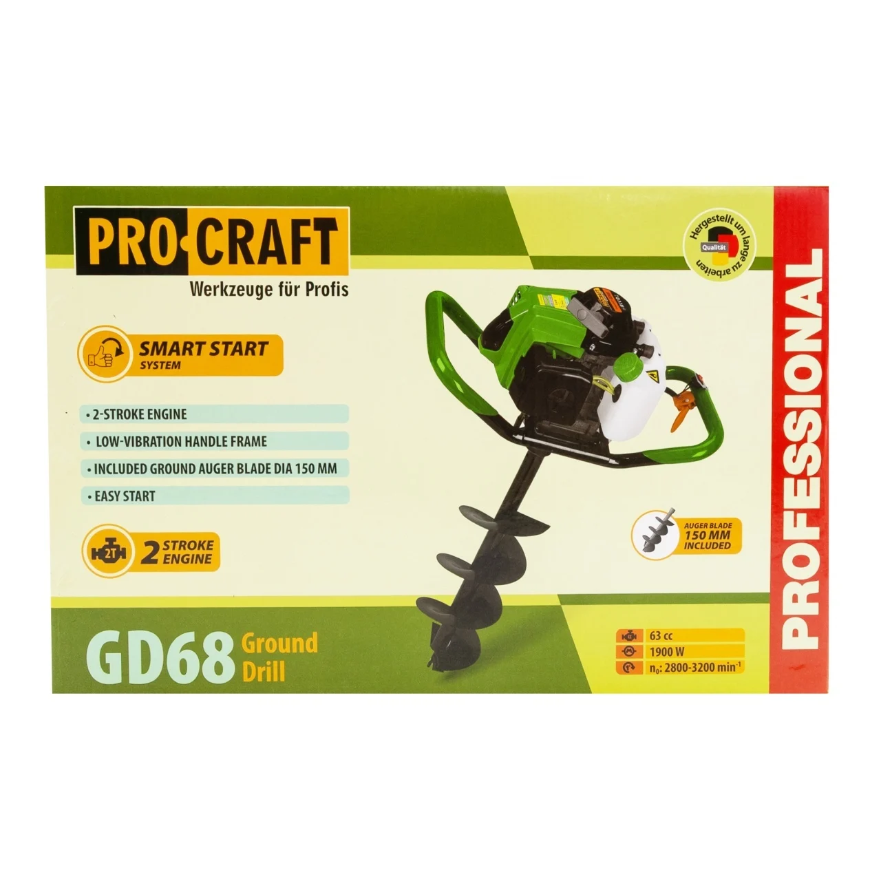 Motoburghiu ProCraft GD68, 1900W, 63cc - Foreza cu Burghiu 150 mm inclus [2]