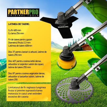 Motocoasa pe benzina PARTNER PRO DX52E, 5.5 CP , 2T , 9000 RPM, accesorii incluse [4]