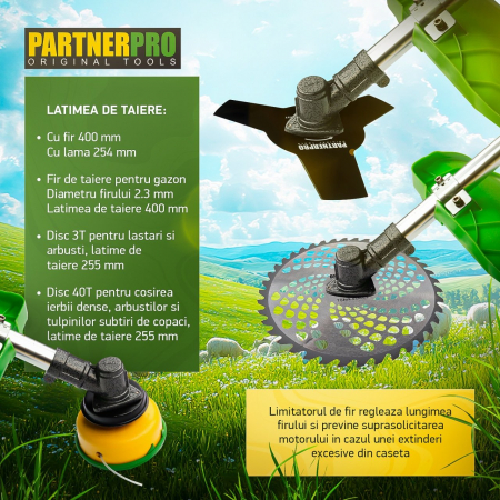 Motocoasa pe benzina PartnerPro PP57 ,6CP ,52CC, 2T, 10.000RPM Accesorii Incluse [3]