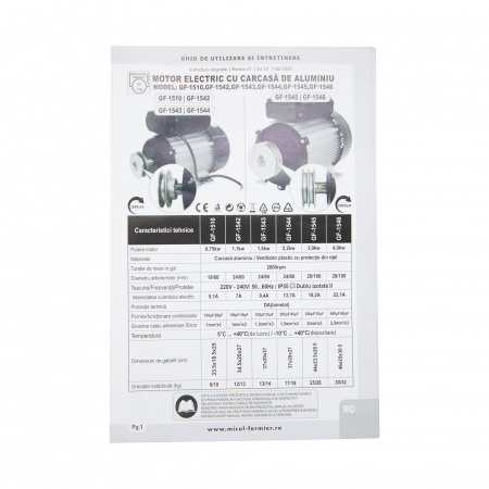 Motor electric 2800 rpm, 0.75Kw cu carcasa de aluminiu, Micul Fermier GF-1510 [5]