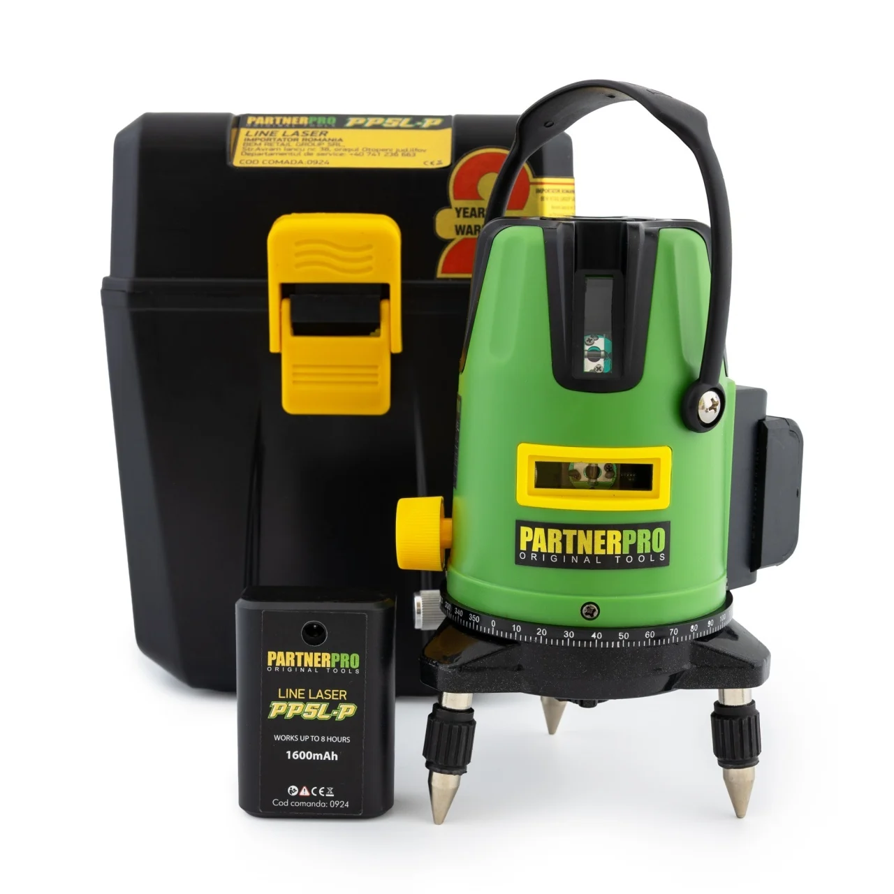 Bricolaj - Nivela Laser PartnerPro PP5L-P 5 Linii Verde, Autonivelantă, 2 Acumulatori, Profesională