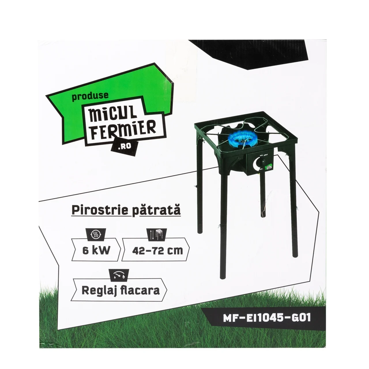 Pirostrie patrata Micul Fermier 6 kW, 1 arzator, inaltime ajustabila 72/42 cm [5]