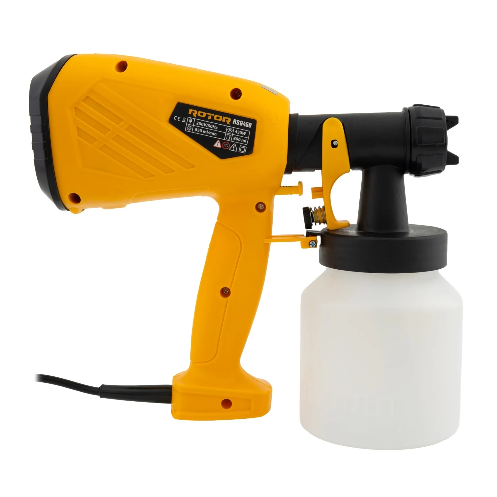 Pistol de Vopsit Electric ROTOR RSG450, 450W, 650 ml/min, Rezervor 800 ml, Pulverizare Profesionala [4]