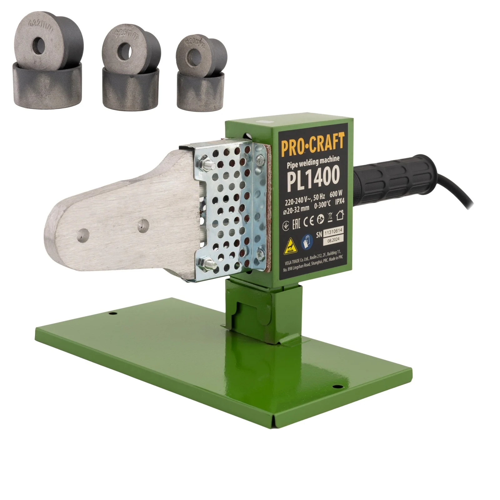 Echipamente instalator - Plita PPR PROCRAFT PL1400 600W 300°C 20-25-32mm | Aparat Sudura Tevi PPR Compact