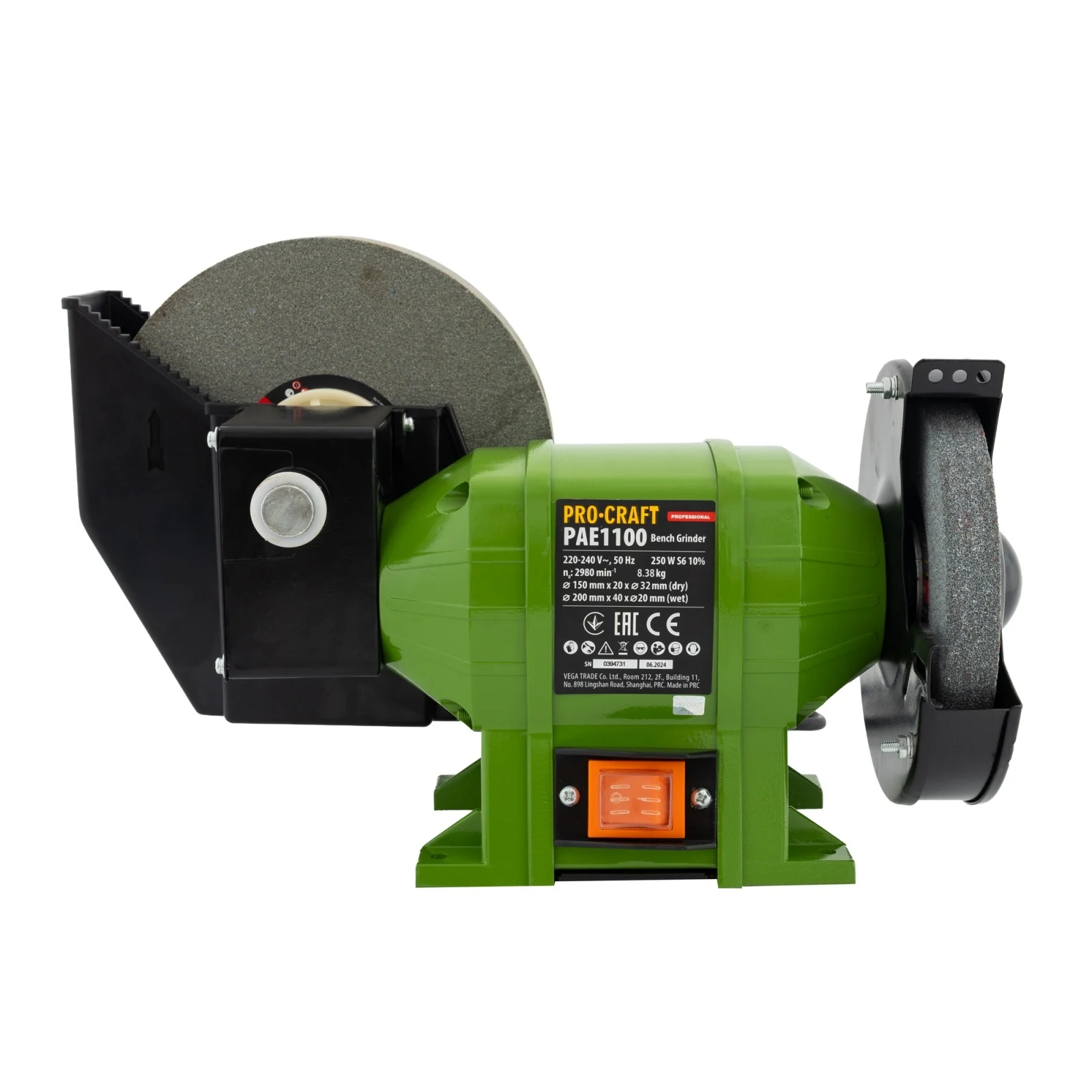 Polizoare electrice de banc - Polizor de banc ProCraft PAE1100, 250W, 2980 RPM, discuri 250 mm si 150 mm