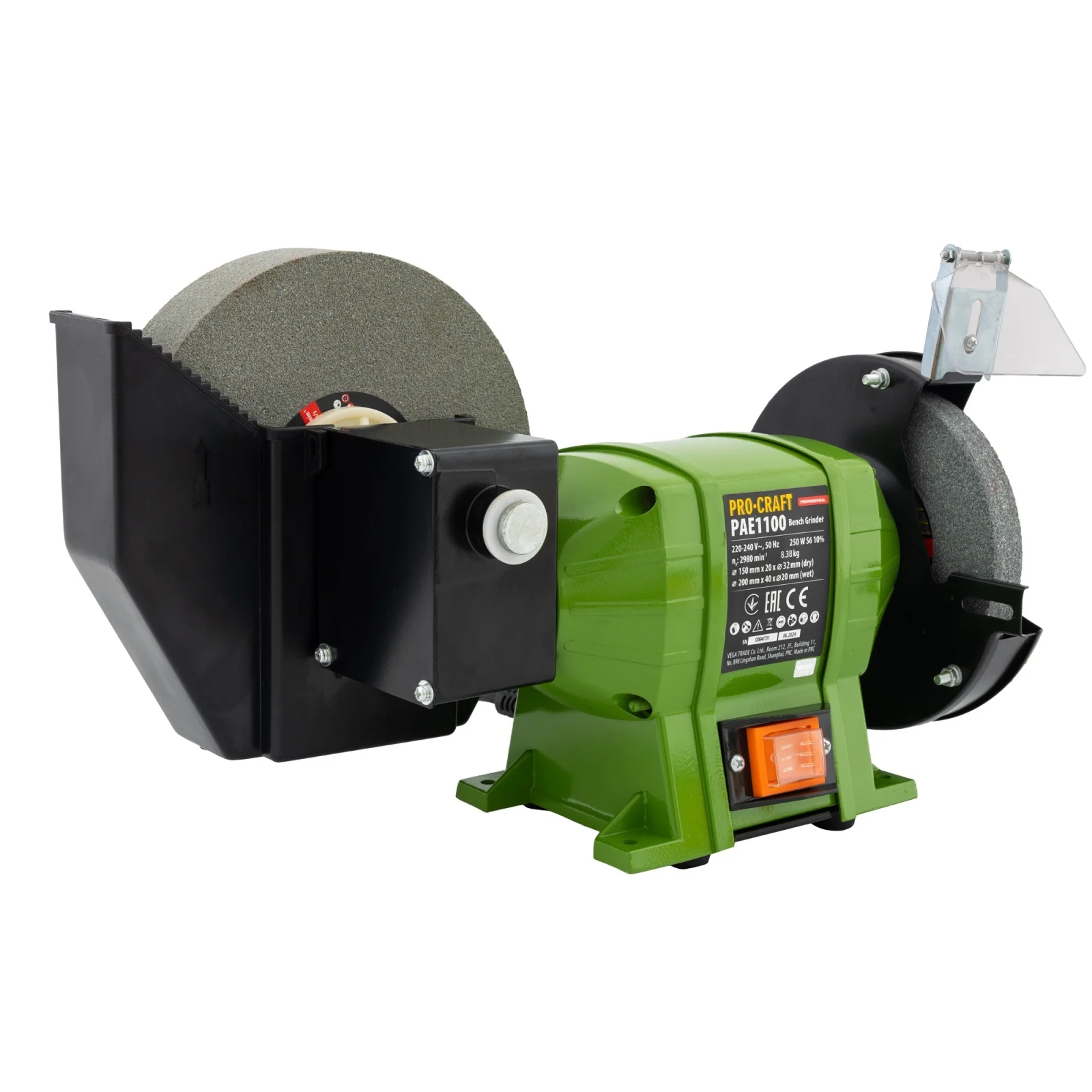 Polizor de banc ProCraft PAE1100, 250W, 2980 RPM, discuri 250 mm si 150 mm [1]