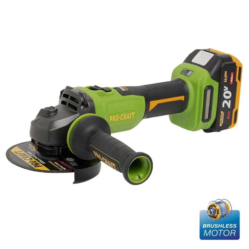 Polizoare unghiulare cu acumulatori - Polizor Unghiular cu Acumulator ProCraft PWA220, 20V, 4Ah, Brushless, disc 125 mm