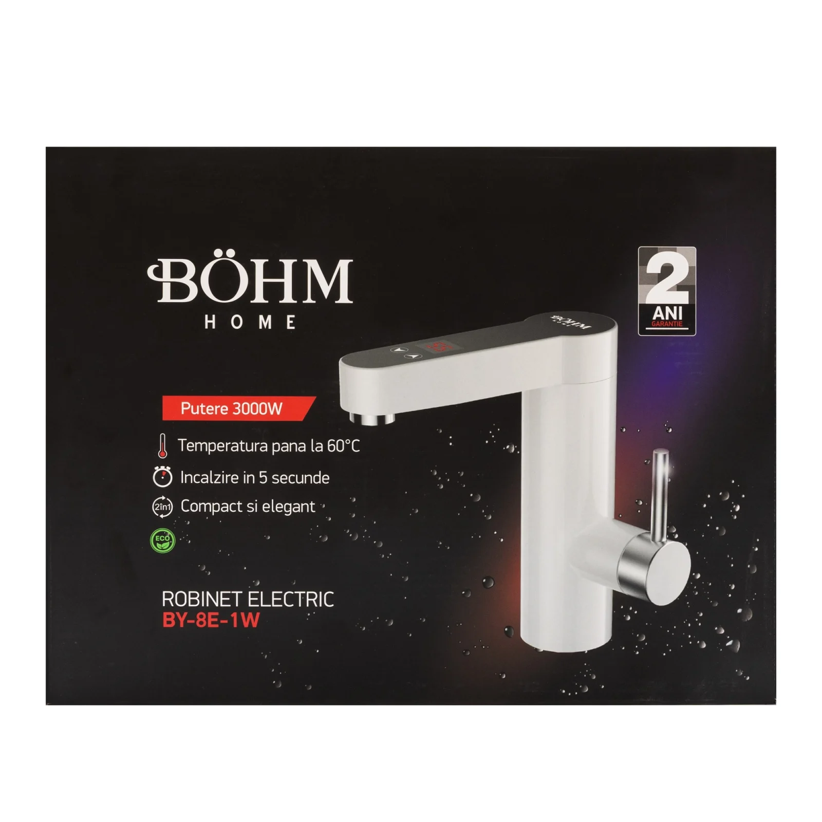 Robinet electric BÖHM BY-8E-1W, Compact, Alb, afișaj digital, 3000 W [1]