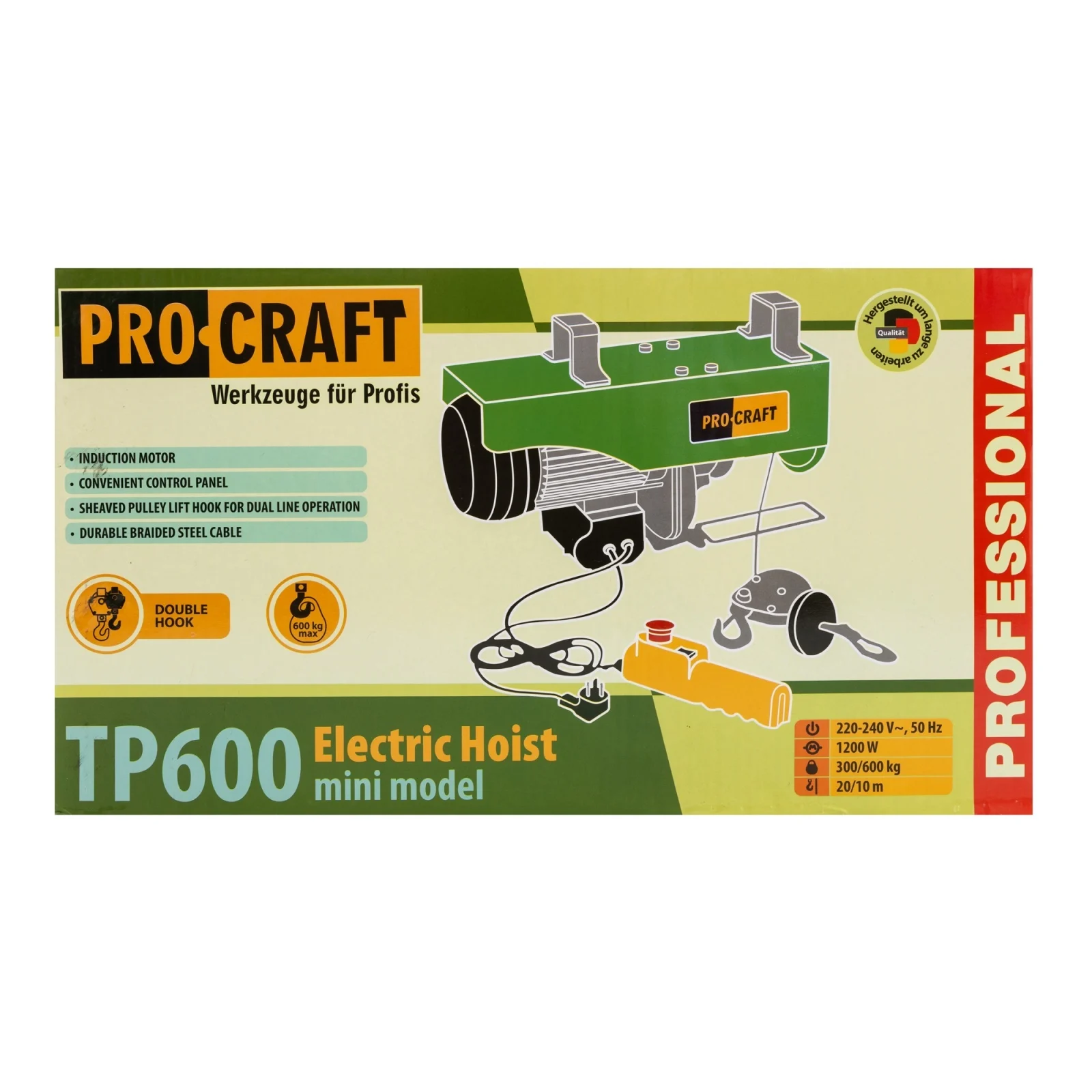 Scripete Electric ProCraft TP600, 1200W, 600 kg, Palan/troliu 20 m [2]