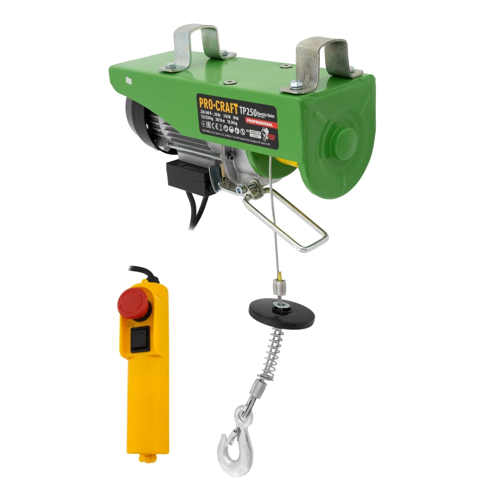 Ridicare greutati - Troliu Electric ProCraft TP250, 510W, 250 kg - Palan Electric Profesional