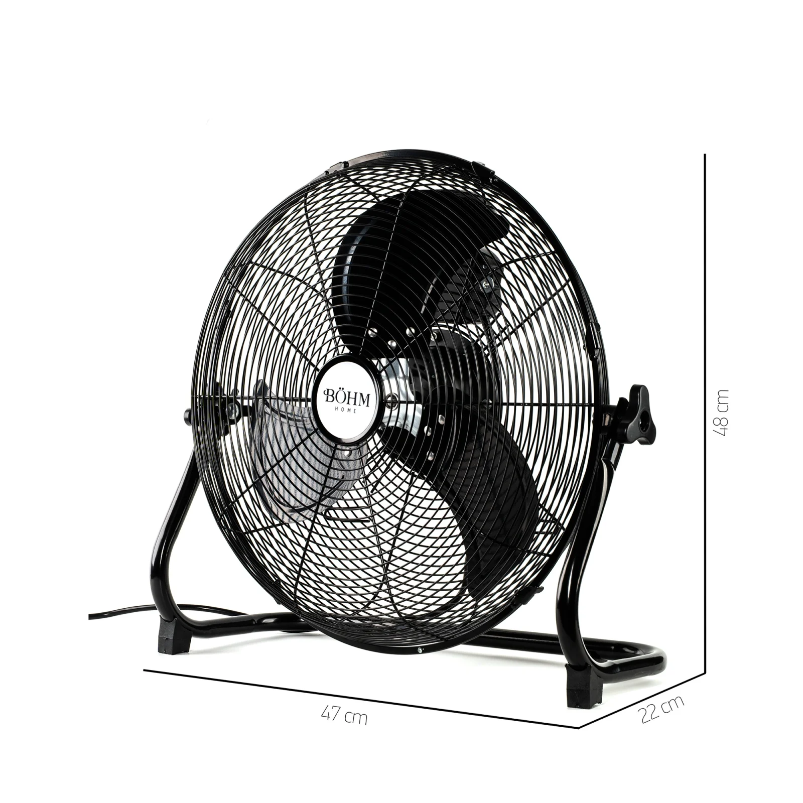 Ventilator de podea BOHM BLFF-40, 16", 90W, 3 viteze, metalic, unghi reglabil [2]