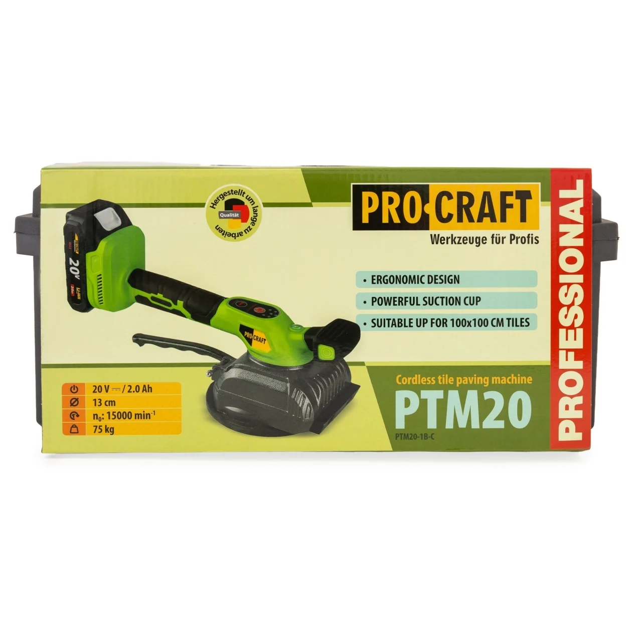 Ventuza Electrica PROCRAFT PTM20 20V/2Ah, 15000 Vibratii/Min - Ventuza pentru Gresie si Faianta [1]