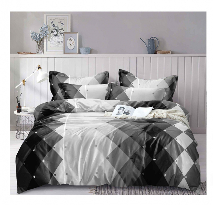 Lenjerie de pat completă, set cearșaf și fețe de pernă, elegant, cadou ideal [1]