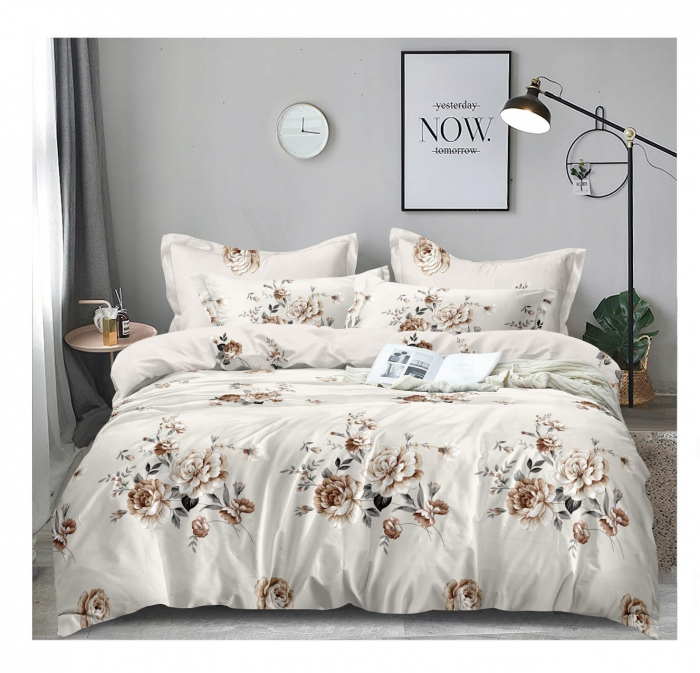 Lenjerie de pat completă, set cearșaf și fețe de pernă, elegant, cadou ideal [1]