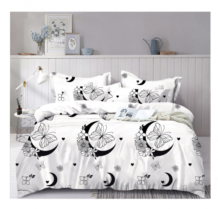 Lenjerie de pat completă, set cearșaf și fețe de pernă, elegant, cadou ideal [1]