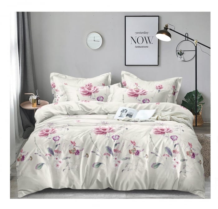Lenjerie de pat completă, set cearșaf și fețe de pernă, elegant, cadou ideal [1]