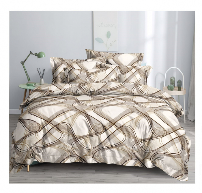 Lenjerie de pat completă, set cearșaf și fețe de pernă, elegant, cadou ideal [1]