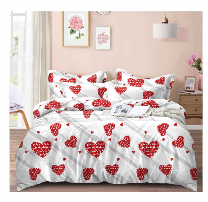 Lenjerie de pat completă, set cearșaf și fețe de pernă, elegant, cadou ideal [1]