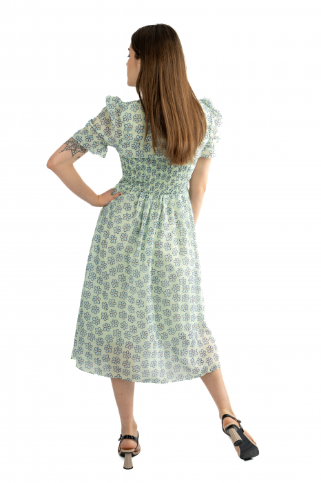 Rochie dama 61108 cu maneci scurte, elastic în talie tip corset, decolteu în V [4]