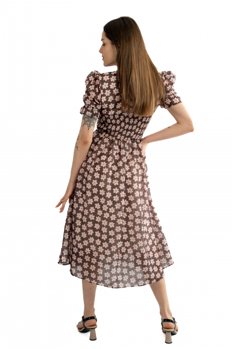 Rochie dama 61108 cu maneci scurte, elastic în talie tip corset, decolteu în V [2]