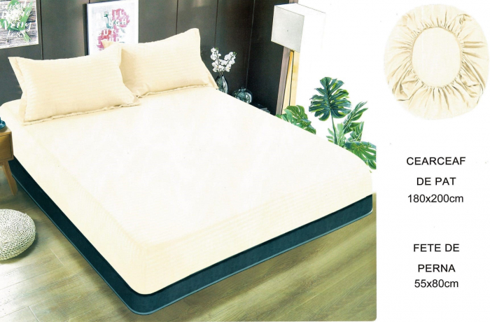 Set husă pat cu elastic și 2 fețe de pernă,180x200 cm [1]