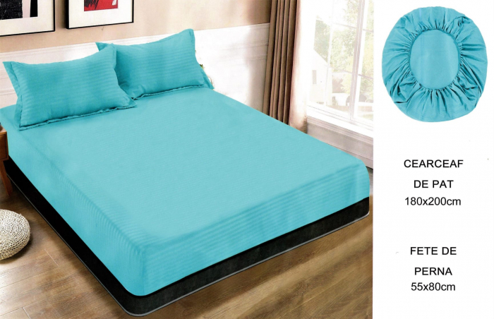 Set husă pat cu elastic și 2 fețe de pernă,180x200 cm [1]