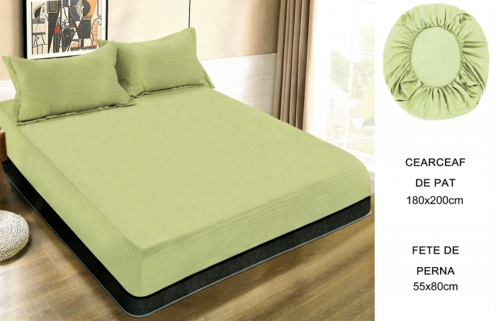 Set husă pat cu elastic și 2 fețe de pernă,180x200 cm [1]
