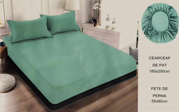 Set husă pat cu elastic și 2 fețe de pernă,180x200 cm [1]