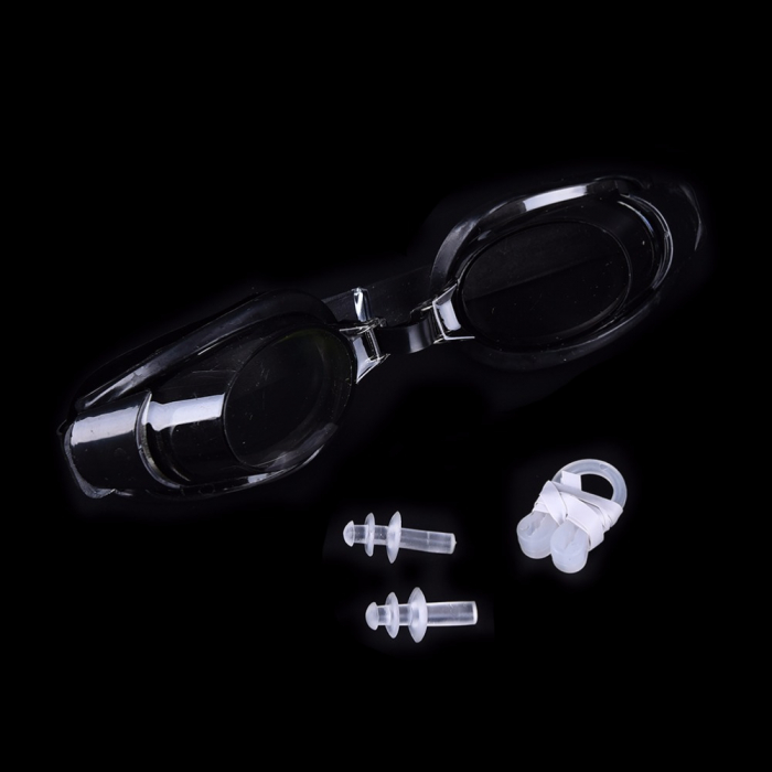 Set Ochelari de Înot pentru Copii - Include Dopuri pentru Urechi și Clips pentru Nas  - Negru [2]