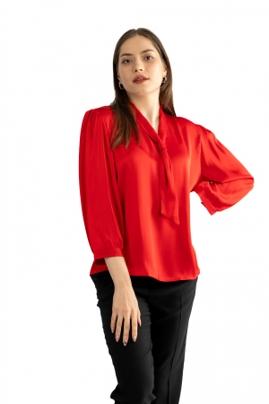 Bluza Dama 828 – Eleganță Satinată cu Detalii Feminin [2]