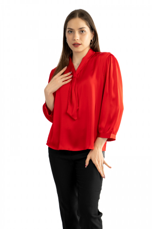 Bluze & Cămăși damă - Bluza Dama 828 – Eleganță Satinată cu Detalii Feminin