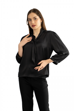 Bluze & Cămăși damă - Bluza Dama 828 – Eleganță Satinată cu Detalii Feminin