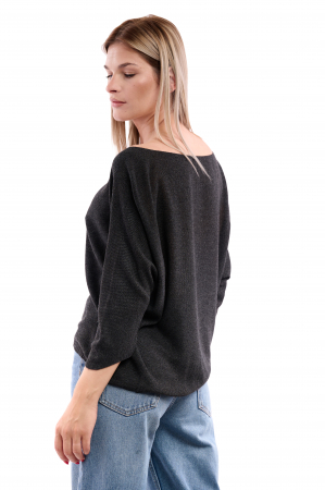 Pulover dama din tricot cu maneci trei sferturi, One size, Gri [1]