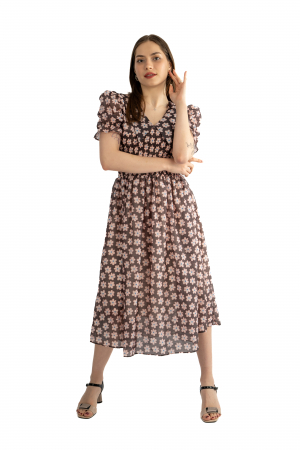 Rochie dama 61108 cu maneci scurte, elastic în talie tip corset, decolteu în V [2]