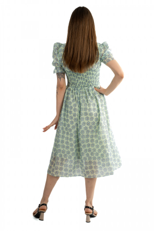 Rochie dama 61108 cu maneci scurte, elastic în talie tip corset, decolteu în V [1]