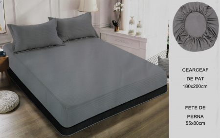 Huse de pat uni - Set husă pat cu elastic și 2 fețe de pernă,180x200 cm