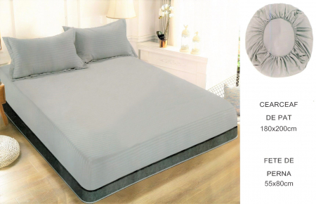 Huse de pat uni - Set husă pat cu elastic și 2 fețe de pernă,180x200 cm