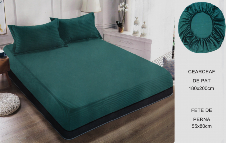 Huse de pat uni - Set husă pat cu elastic și 2 fețe de pernă,180x200 cm