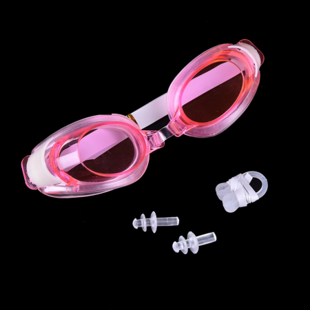 Set Ochelari de Înot pentru Copii - Include Dopuri pentru Urechi și Clips pentru Nas  - Roz [1]
