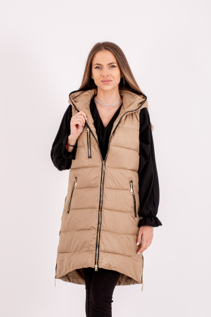 Veste de damă - Vesta dama cu glugă de lungime medie este combinația perfectă între stil și confort